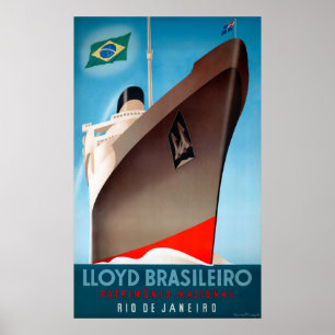 Lloyd Brasileiro Vintage Travel Poster wiederherge
