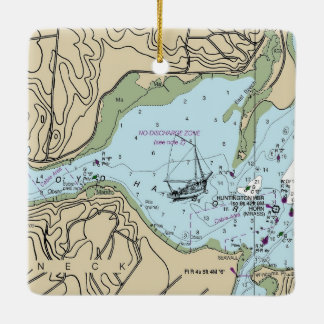 Lloyd Harbor NY Nautical Chart Keramikornament