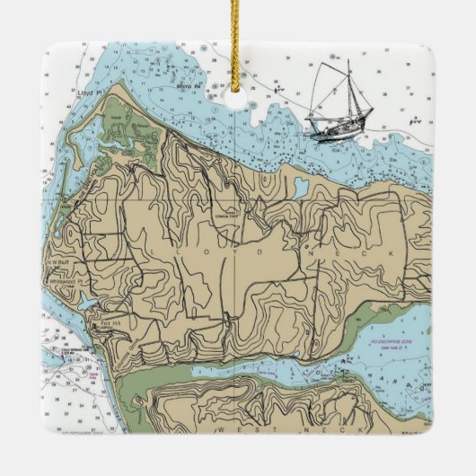 Lloyd Neck NY Christmas Keramikornament (Rückseite)