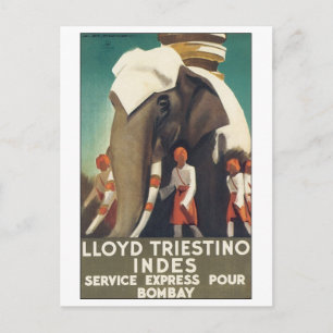 Lloyd Triestino Indischer Dienst Express Nach Bomb Postkarte