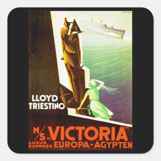 Lloyd Triestino ms Victoria Quadratischer Aufkleber (Vorderseite)