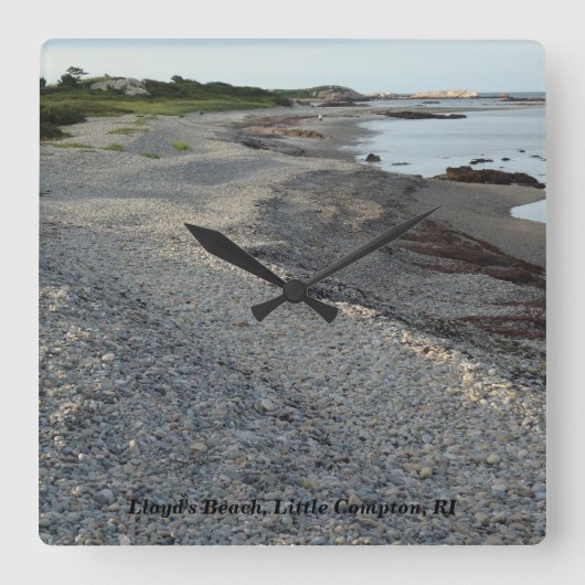 Lloyd's Beach, Little Compton, RI Quadratische Wanduhr (Vorderseite)