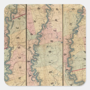 Lloyd's Karte des Unteren Mississippi Quadratischer Aufkleber