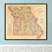 Lloyd's Offical Map of Missouri (1861) Leinwanddruck (Insitu (Holzboden))