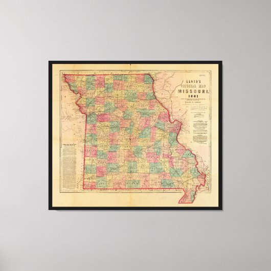 Lloyd's Offical Map of Missouri (1861) Leinwanddruck (Vorderseite)