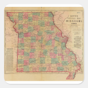 Lloyd's Offical Map of Missouri (1861) Quadratischer Aufkleber