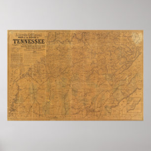 Lloyds offizielle Karte des Staat Tennessee Poster