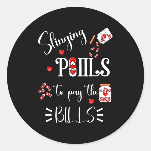 Lls Heart Funny Pharmacist Life Valentines Day Runder Aufkleber (Vorderseite)