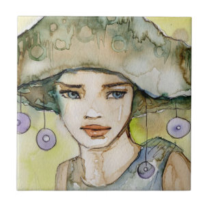 llustration eines schönen, empfindlichen Mädchen Fliese