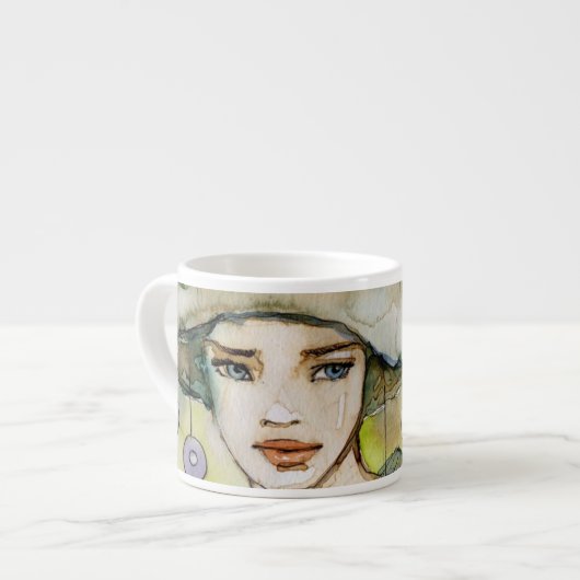 llustration eines schönen, empfindlichen Mädchens Espressotasse (Vorderseite Links)