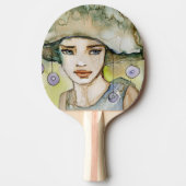 llustration eines schönen, empfindlichen Mädchens Tischtennis Schläger (Vorderseite)