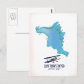 Llyn Trawsfynydd Gwynedd Wales map Postkarte (Vorne/Hinten)