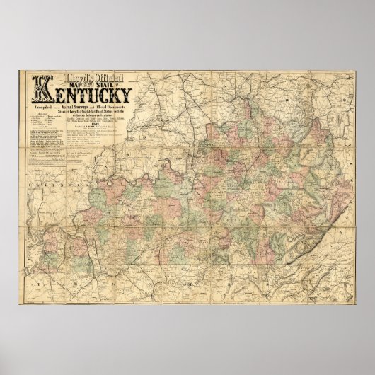 Llyod's Offiziell Map Staat von Kentucky ca. 1862 Poster (Vorne)