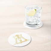 LM- oder ML-Monogramm-Untersetzer, antike, in Gold Runder Pappuntersetzer (Vor Ort)