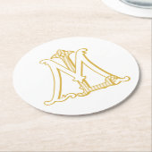 LM- oder ML-Monogramm-Untersetzer, antike, in Gold Runder Pappuntersetzer (Angewinkelt)
