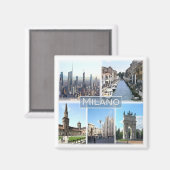 LMD002 MILAN - Mosaic - Lombardy - Italy - Fridge Magnet (Vorderseite/Rückseite)