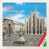 LMD011 MAILAND, Piazza del Duomo Kathedrale, Glasuntersetzer (Vorderseite)