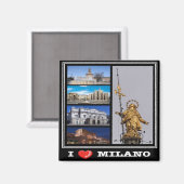 LMD016 MAILAND I Liebe Mosaic, Italien, Kühlschran Magnet (Vorderseite/Rückseite)