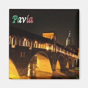 LMD045 PAVIA The Covered Bridge by Night, Kühlschr Magnet