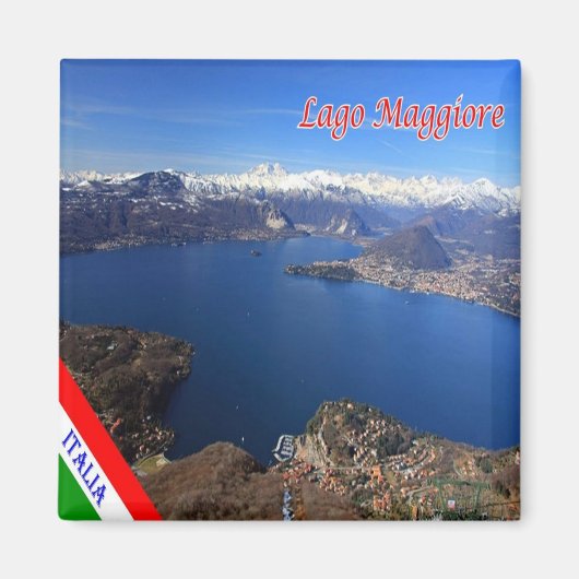 LMD077 LAKE MAGGIORE Aerial View, Italien, Kühlsch Magnet (Vorne)