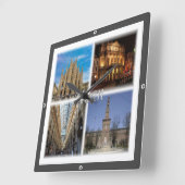 LMD117 MILAN-Mosaik, Lombardei, Italien, Quadratische Wanduhr (Winkel)