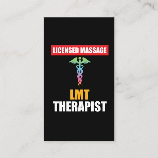 LMT genehmigter Massage-TherapeutCaduceus Visitenkarte (Vorderseite)