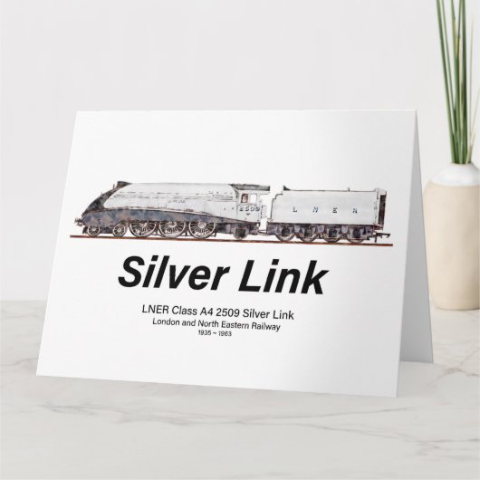 LNER Klasse A4 2509 Silberverbindung-Dampflokomoti Dankeskarte (Vorderseite)