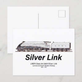 LNER Klasse A4 2509 Silberverbindung-Dampflokomoti Postkarte
