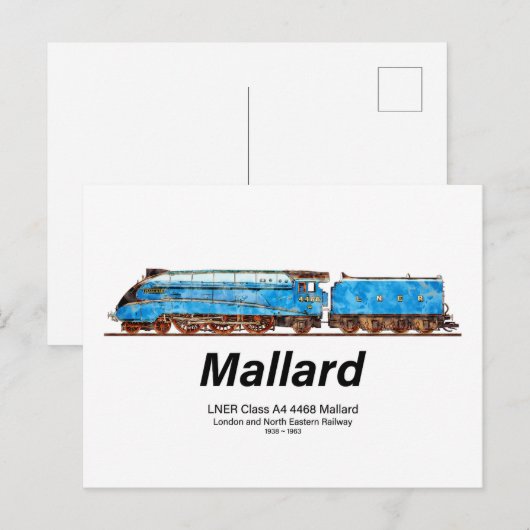 LNER-Klasse A4 4468 Mallard - Schnellster Dampfsta Postkarte (Vorne/Hinten)