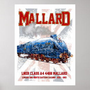 LNER-Klasse-A4-Mallard-Lokomotive Union Jack-Flagg Poster