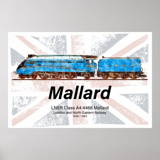 LNER-Klasse A4-Profil für Mallard-Lokomotive mit F Poster (Vorne)