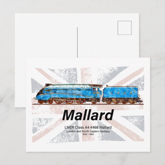 LNER-Klasse A4-Profil für Mallard-Lokomotive mit F Postkarte (Vorne/Hinten)