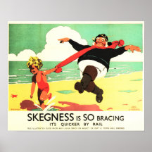LNER SKEGNESS IST SO BRACING Beach Vintag Rail