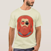 Lo-Fi Bartded Man Minimalistisch Portrait Abzeiche T-Shirt (Vorderseite)