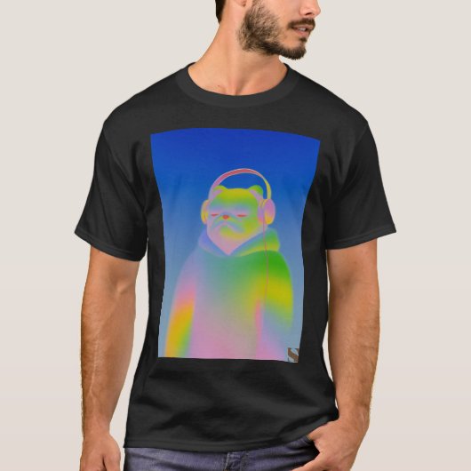 Lo-Fi-Regenbogen-Mops mit Kapuzenpullover T-Shirt (Vorderseite)