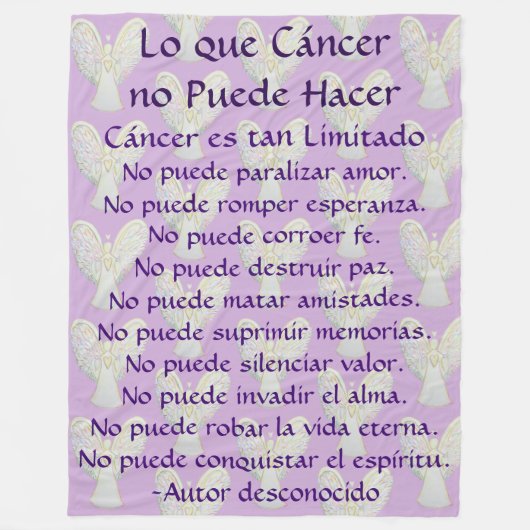Lo que Cáncer no Puede Hacer Angel Chemo Blanket Fleecedecke (Vorderseite)