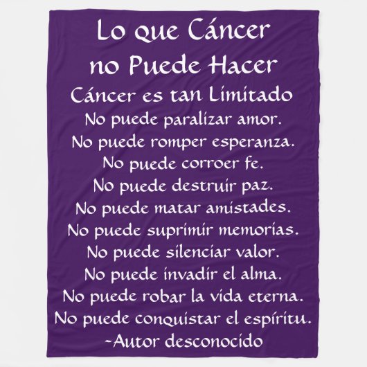 Lo que Cáncer no Puede Hacer Fleece Chemo Blankes (Vorderseite)
