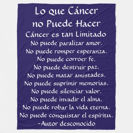 Lo que Cáncer no Puede Hacer Fleece Chemo Blanket (Vorderseite)