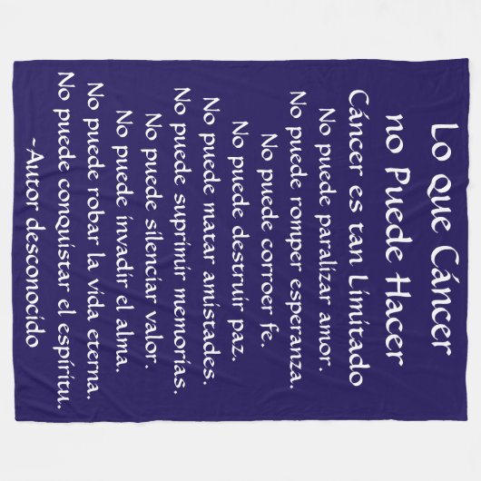 Lo que Cáncer no Puede Hacer Fleece Chemo Blanket (Vorderseite (Horizontal))