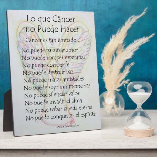 Lo que Cancer no Puede Hacer Gedicht Gemälde Plaqu Fotoplatte (Seite)