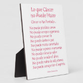Lo que Cancer no Puede Hacer Gedicht Plaque Fotoplatte (Seite)
