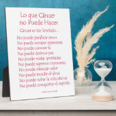 Lo que Cancer no Puede Hacer Gedicht Plaque Fotoplatte (Seite)