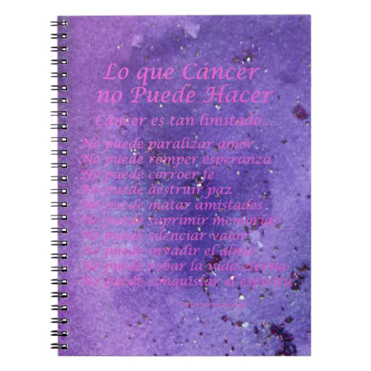 Lo que Cáncer No Puede Hacer Lila Notebook Notizblock (Vorderseite)
