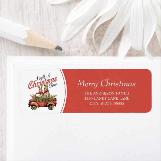 Loads of Christmas Cheer Rabbits in Red Truck (Insitu)