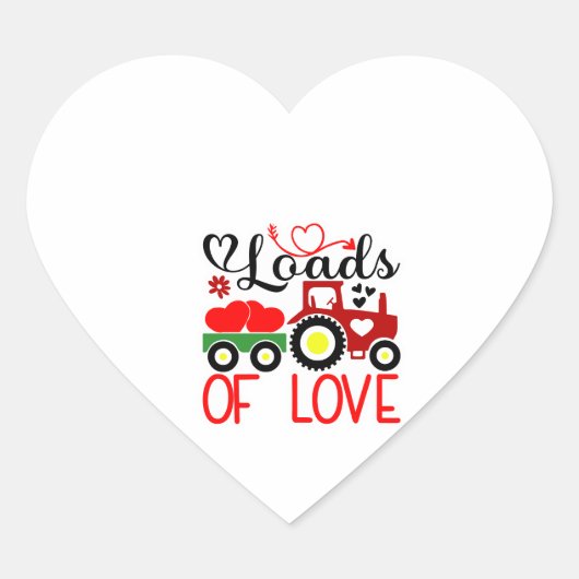 Loads of Love Valentine – Cute Tractor Heart Love  Herz-Aufkleber (Vorderseite)