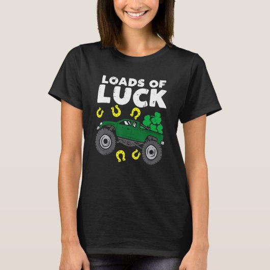 Loads Of Luck Monster Truck Shamrock St Patricks D T-Shirt (Vorderseite)