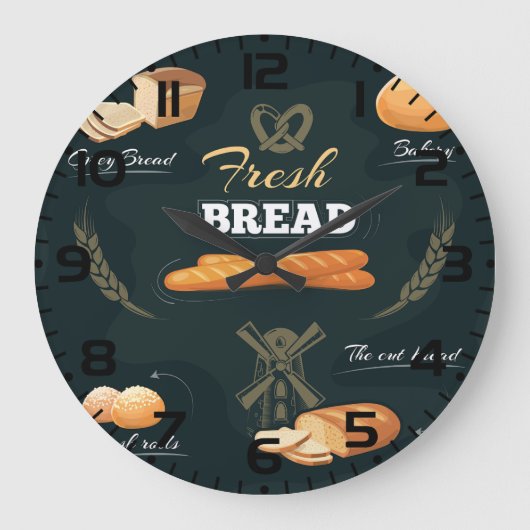 Loaf Rolls Baguette Große Wanduhr (Vorderseite)