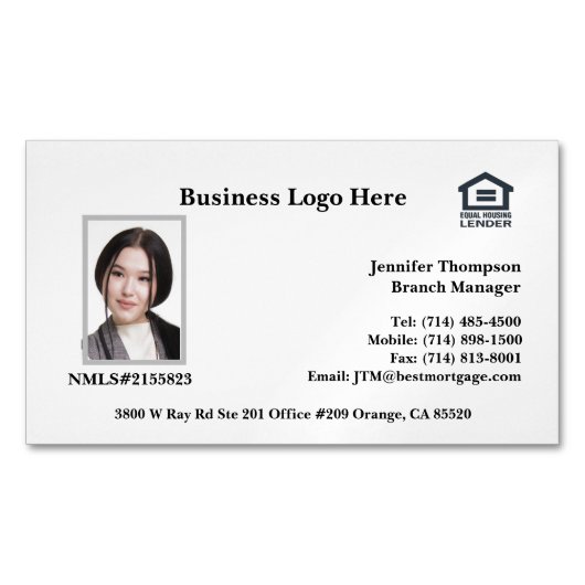 Loan Officer Business Card Magnetische Visitenkarte (Vorderseite)