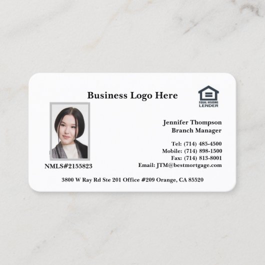 Loan Officer Business Card Visitenkarte (Vorderseite)