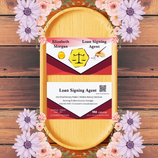 Loan Signing Agent Notary Card with QR Code Visitenkarte